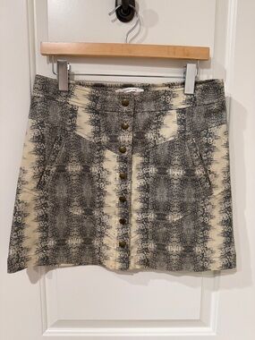 Derek Lam Black & Cream Button-Front Mini Skirt